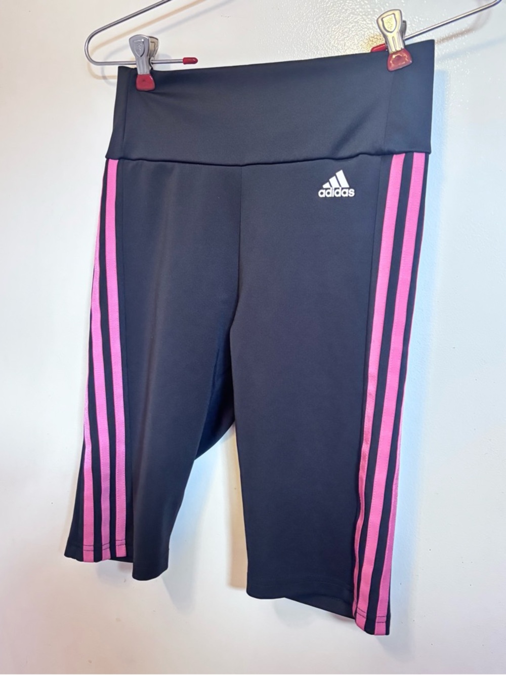 adidas Black Shorts with Pink Side Stripes
